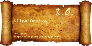 Kling Orsika névjegykártya